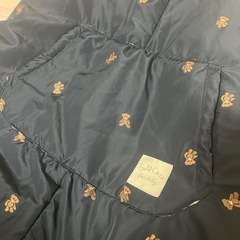 【美品】防寒ケープ ネイビーくまの刺繍 の画像