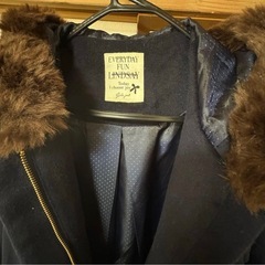 20000円以上　EVERY FUN LINDSAY ネイビー ファー付きウールコート 160の画像