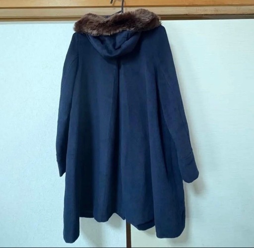 20000円以上　EVERY FUN LINDSAY ネイビー ファー付きウールコート 160 20000円以上 EVERY FUN LINDSAY ネイビー ファー付きウールコート 160