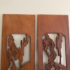 欄間2枚セット【昭和レトロ/当時物】アンティーク建具和室木工品工芸品の画像