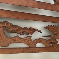 欄間2枚セット【昭和レトロ/当時物】アンティーク建具和室木工品工芸品の画像