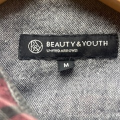 ユナイテッドアローズ　BEAUTY & YOUTH チェック柄長袖シャツ Mの画像