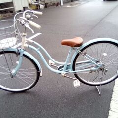 26インチ　女の子自転車　水色　LEDオートライトの画像
