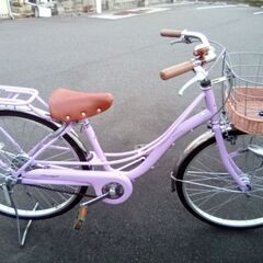 24インチ　パープル　女の子自転車　LEDオートライト　フェリークJrの画像