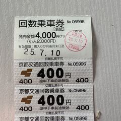 京都交通（舞鶴周辺）の400円11枚綴りの回数券の画像