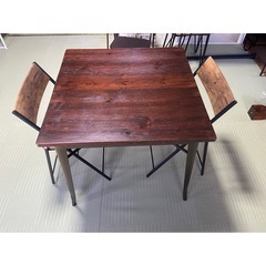 ヴィンテージ調カフェテーブル・ダイニングテーブル3点セットの画像