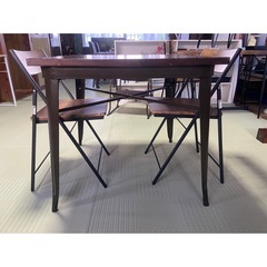 ヴィンテージ調カフェテーブル・ダイニングテーブル3点セットの画像