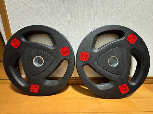 開封のみ 未使用品 オリンピック バーベルプレート ラバー 25kg×2枚 合計50kg