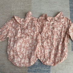 花柄ロンパース 80cm 2枚セット　双子　まとめ売りの画像