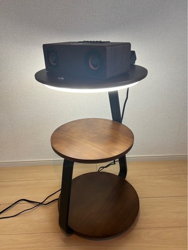 LEDライト付きダークブラウンサイドテーブル LEDライト付きダークブラウンサイドテーブル