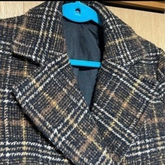 ダブル　厚手　ロング丈　チェスターコート　チェック柄の画像