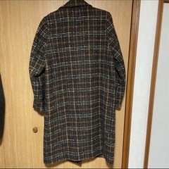 ダブル　厚手　ロング丈　チェスターコート　チェック柄の画像