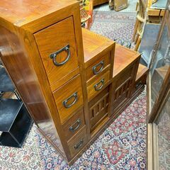 レトロ 階段チェスト 4段 木製 引き出しの画像