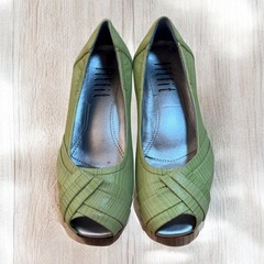 fitfit オープントゥパンプス 23cm ライトグリーンの画像