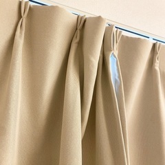 遮光カーテン ベージュ 175×100 2枚セット フック付きの画像