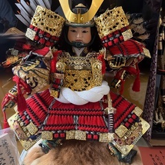 美品！ 五月人形 人形飾り台 弓太刀 屏風 他小物付きフルセットの画像