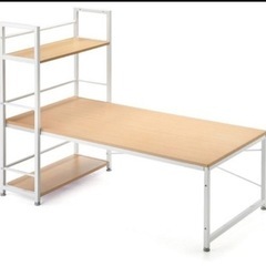 収納棚付　ローデスク　ナチュラル＆ホワイトカラーの画像