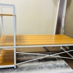 収納棚付　ローデスク　ナチュラル＆ホワイトカラーの画像