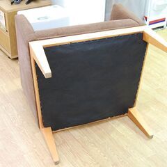 ①一人掛けソファ 幅69×奥行61×高さ83.5cm ファブリック×木 ブラウン ラウンジチェア 一人掛けチェア 椅子 いす イス 札幌市 清田区 平岡の画像