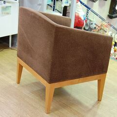 ①一人掛けソファ 幅69×奥行61×高さ83.5cm ファブリック×木 ブラウン ラウンジチェア 一人掛けチェア 椅子 いす イス 札幌市 清田区 平岡の画像