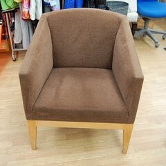 ②一人掛けソファ 幅69×奥行61×高さ83.5cm ファブリック×木 ブラウン ラウンジチェア 一人掛けチェア 椅子 いす イス 札幌市 清田区 平岡の画像