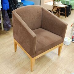 ②一人掛けソファ 幅69×奥行61×高さ83.5cm ファブリック×木 ブラウン ラウンジチェア 一人掛けチェア 椅子 いす イス 札幌市 清田区 平岡の画像
