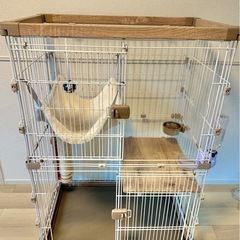 【商談成立済】猫用 2段ゲージ アイリスオーヤマ 「ウッディキャットゲージ」の画像