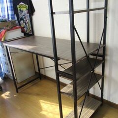 モダンデコ　ユニットパソコンデスク　５段ラック付き　ブラウン　PCデスク　学習机の画像