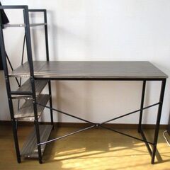 モダンデコ　ユニットパソコンデスク　５段ラック付き　ブラウン　PCデスク　学習机の画像