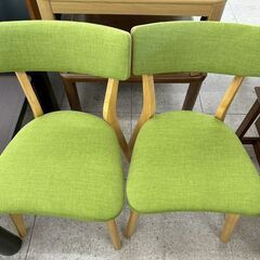 ★リユースのサカイ高崎店★TJ13280 (株)関家具 2人掛けダイニングセット 黄緑 H72.5×D80.5×W90 クリーニング済みの画像