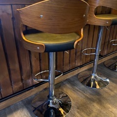 カウンターチェア / バーチェア 7脚セット 高さ調節可 木目×ブラック の画像