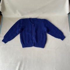 ハンドメイド カーディガン 手作り ブルー Mサイズ～Lサイズ相当 中古品  の画像