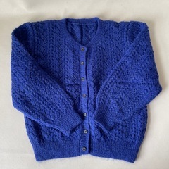 ハンドメイド カーディガン 手作り ブルー Mサイズ～Lサイズ相当 中古品  の画像