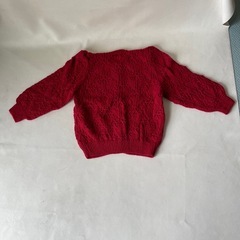 ハンドメイド カーディガン 手作り レッド Mサイズ～Lサイズ相当 中古品  の画像