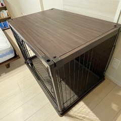 犬用ケージ 木目調 ダークブラウン 幅95×奥64×高63 小型犬 中型犬用 ペットケージの画像