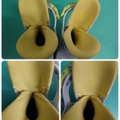 ● 29)  Hart frozen j ハート スキー ブーツ  221mm 18cm  スキー靴 ホワイト×イエロー×ブルー キッズ 子供用 中古 ①の画像