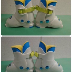 ● 29)  Hart frozen j ハート スキー ブーツ  221mm 18cm  スキー靴 ホワイト×イエロー×ブルー キッズ 子供用 中古 ①の画像