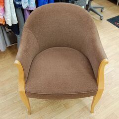 ②一人掛けチェア 幅63×奥行70×高さ76cm ファブリック×木 ブラウン ラウンジチェア 椅子 いす イス 札幌市 清田区 平岡の画像