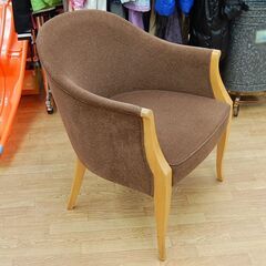 ②一人掛けチェア 幅63×奥行70×高さ76cm ファブリック×木 ブラウン ラウンジチェア 椅子 いす イス 札幌市 清田区 平岡の画像