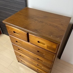 タンス、チェスト　茶　5段の画像