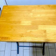 (折りたたみテーブル 木製天板 スチール脚 作業台 机 デスク 勉強 在宅ワーク ノートパソコン テーブル サイドデスク コンパクト 省スペース (2)の画像