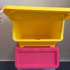 カラフル収納ボックス 3個セット（フタ付き／積み重ね可能）の画像