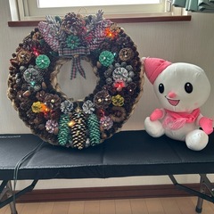 🎄手作りリース(電球💡付き)の画像