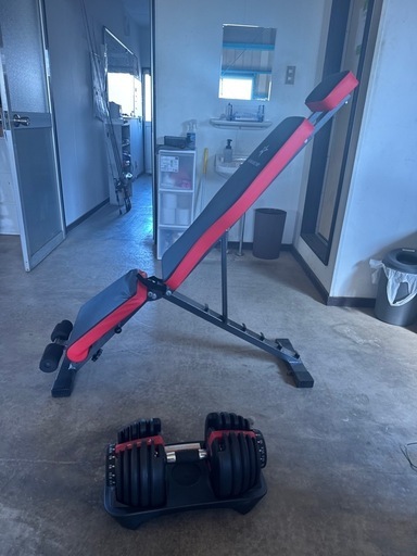 美品IKERU トレーニングベンチ＋可変式ダンベルセット（24kg×2）