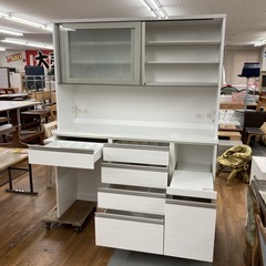 ジモティー限定価格！S739 ⭐ NITORI ニトリ キッチンボード 食器棚 リガーレ160 ソフトクローズ＆モイス搭載 幅160cm  USED 綺麗の画像