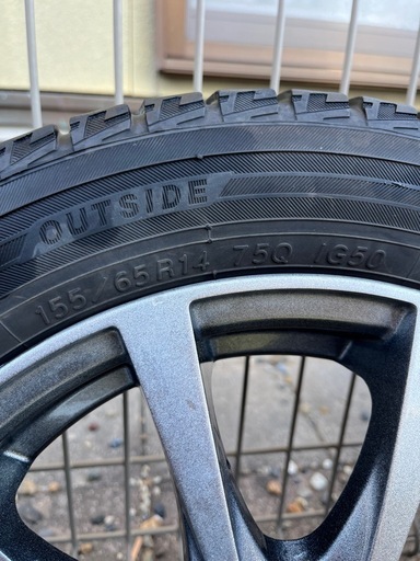 ホイール付きスタッドレスタイヤ　155/65R14 袋ナット付　YOKOHAMA (アイスガード　IG50プラス)