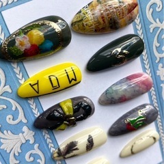 【販売済み】Mrs,GREEN APPLE ミセス バベルの塔 ネイルチップ ジェルネイル ハンドメイド マグネット 推活の画像