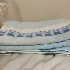 ☺️タオルケット　S 133✖️176cm  青水色白の縦縞の画像
