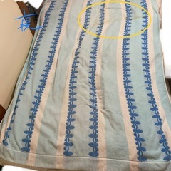 ☺️タオルケット　S 133✖️176cm  青水色白の縦縞の画像