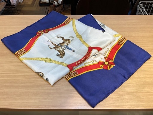 D7046【エルメス】カレ90 フランス国立乗馬学校 大判 スカーフ